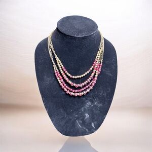 Vintage Kim Roger’s Layered Berry Sparkle Beaded Gold-Tone Necklace